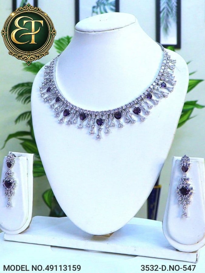 Amethyst Fringe Statement Necklace & Earrings Set