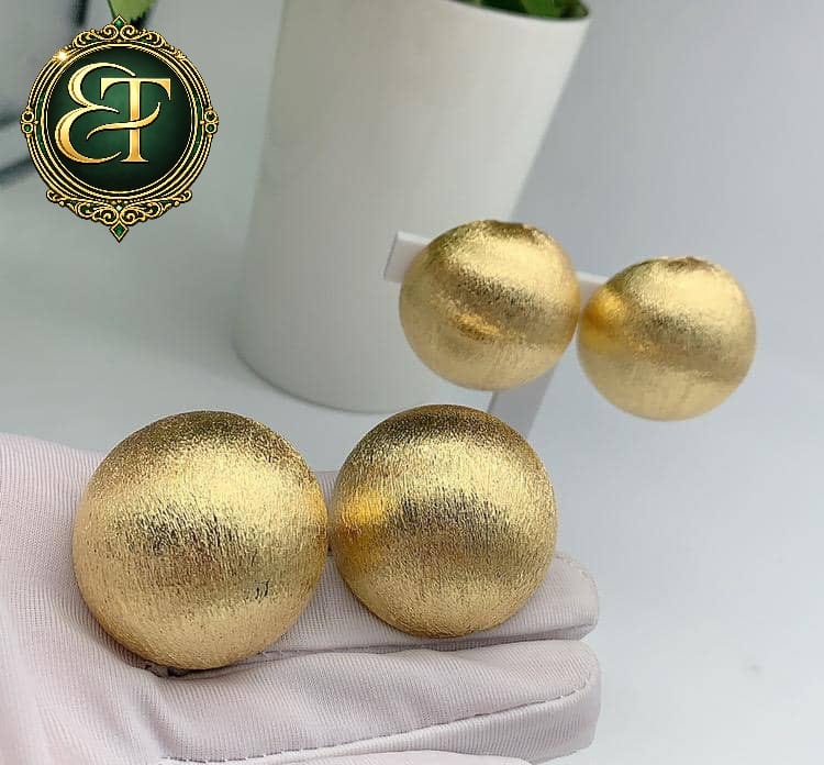 Golden Pebble Matte Ball Stud Earrings
