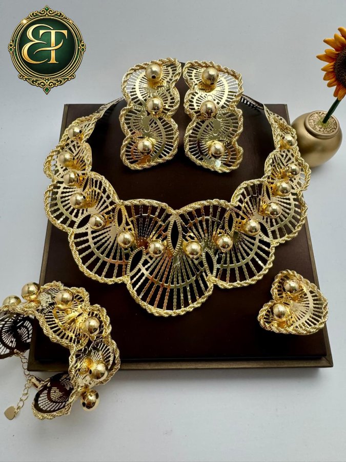 Gold Filigree Bloom Necklace Set