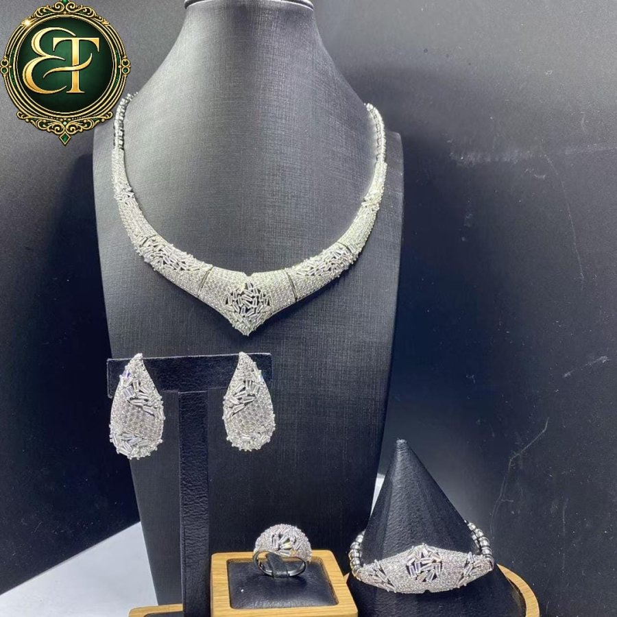 Silver Radiant Teardrop Pendant & Stud Set